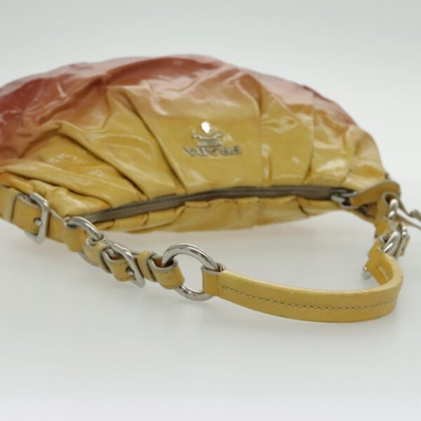 PRADA Hand Bag Enamel Yellow Silver 96373
