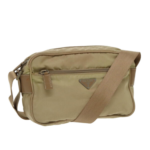 PRADA Shoulder Bag Nylon Beige Silver  96465