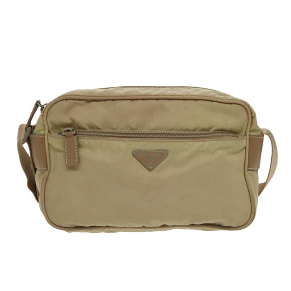 PRADA Shoulder Bag Nylon Beige Silver  96465