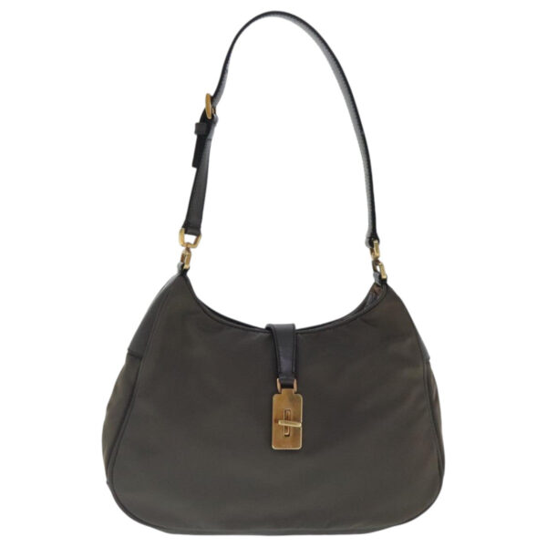 PRADA Shoulder Bag Nylon Gray Gold  96594