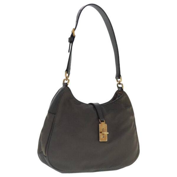 PRADA Shoulder Bag Nylon Gray Gold  96594