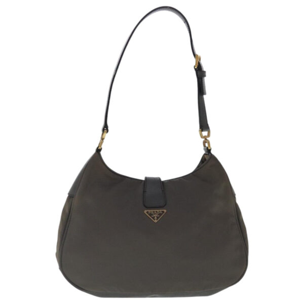 PRADA Shoulder Bag Nylon Gray Gold  96594