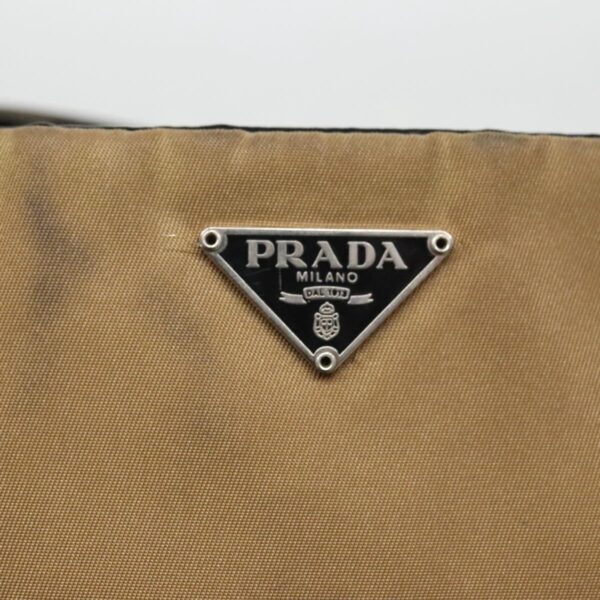 PRADA Hand Bag Nylon Brown Silver  96651