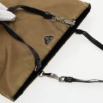 PRADA Hand Bag Nylon Brown Silver  96651