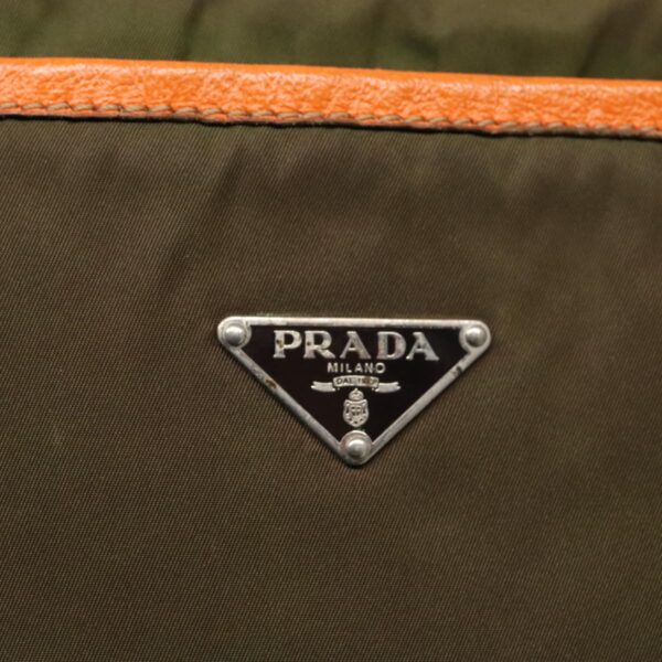PRADA Shoulder Bag Nylon Khaki Silver  97094