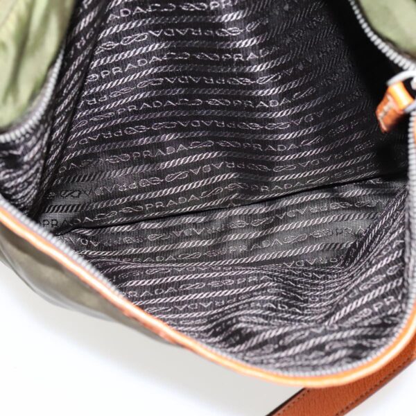 PRADA Shoulder Bag Nylon Khaki Silver  97094