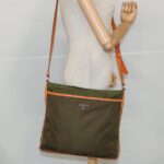 PRADA Shoulder Bag Nylon Khaki Silver  97094