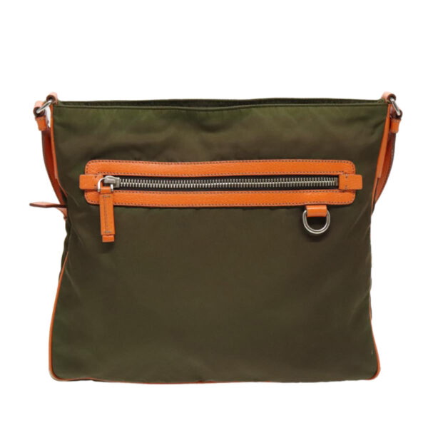 PRADA Shoulder Bag Nylon Khaki Silver  97094
