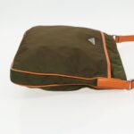 PRADA Shoulder Bag Nylon Khaki Silver  97094