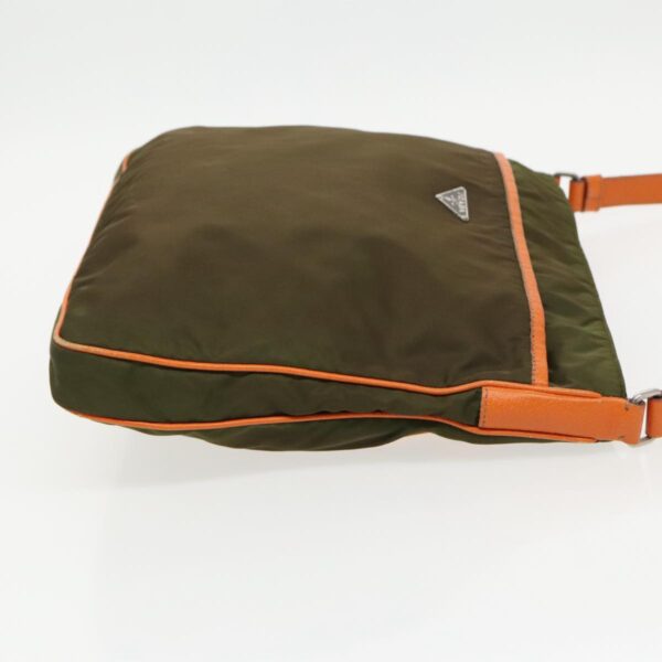 PRADA Shoulder Bag Nylon Khaki Silver  97094