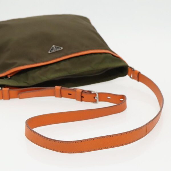 PRADA Shoulder Bag Nylon Khaki Silver  97094