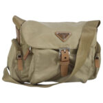 PRADA Shoulder Bag Nylon Beige Silver  97429