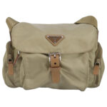 PRADA Shoulder Bag Nylon Beige Silver  97429