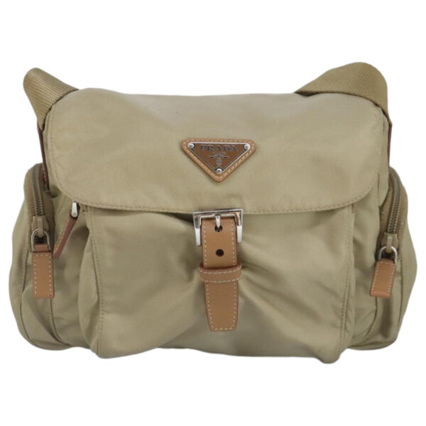 PRADA Shoulder Bag Nylon Beige Silver  97429