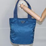 PRADA Tote Bag Nylon Blue Silver  97436