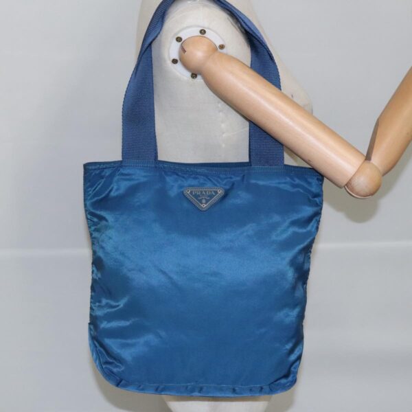 PRADA Tote Bag Nylon Blue Silver  97436