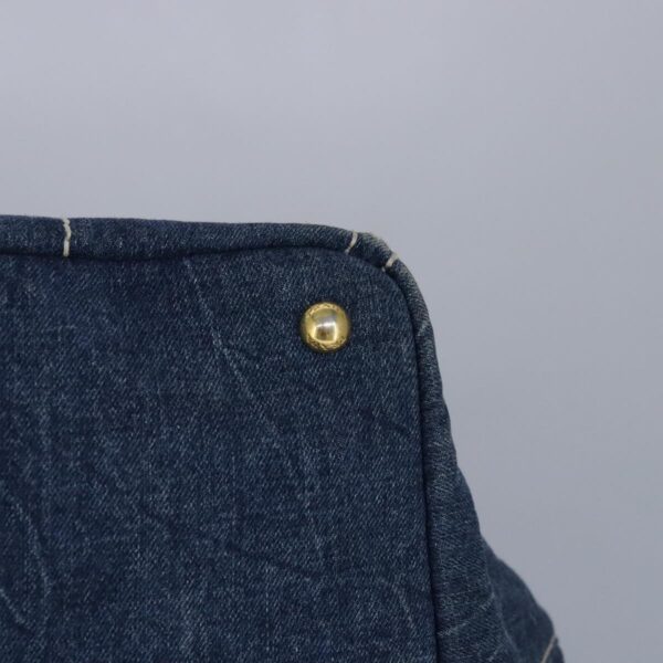 PRADA Canapa GM Hand Bag Denim Blue Gold  97495