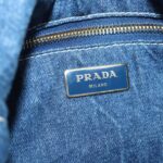 PRADA Canapa GM Hand Bag Denim Blue Gold  97495