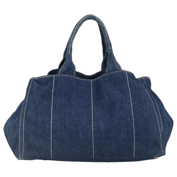 PRADA Canapa GM Hand Bag Denim Blue Gold  97495