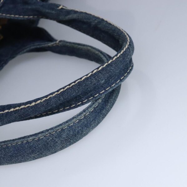 PRADA Canapa GM Hand Bag Denim Blue Gold  97495