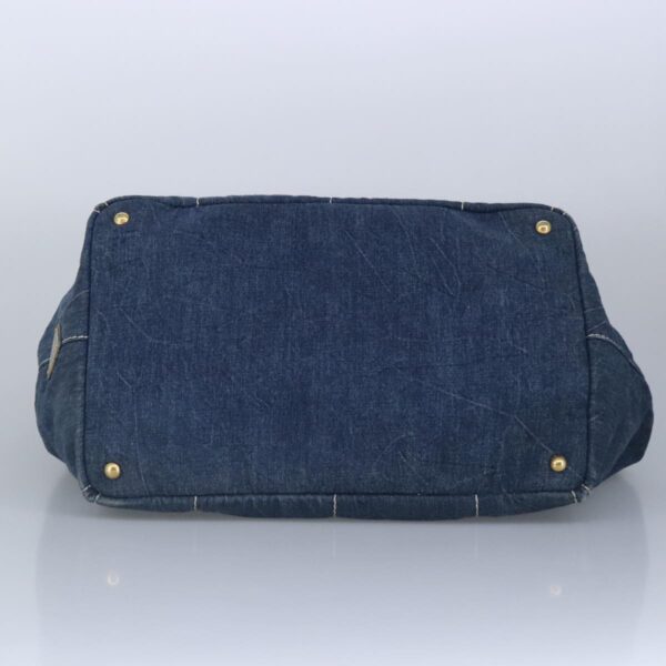 PRADA Canapa GM Hand Bag Denim Blue Gold  97495