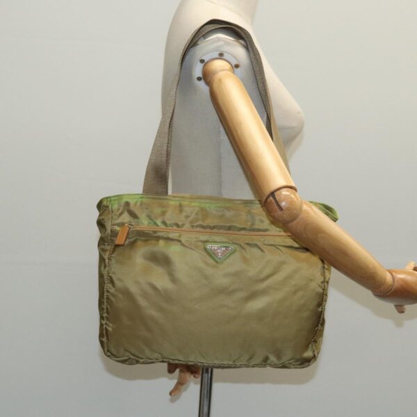 PRADA Tote Bag Nylon Silver Brown  97604