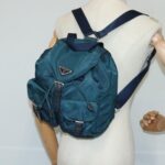 PRADA Backpack Nylon Blue Silver  97831
