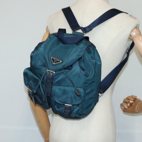 PRADA Backpack Nylon Blue Silver  97831