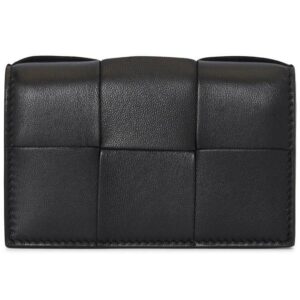 Bottega Veneta Intrecciato Flap Card Wallet Black
