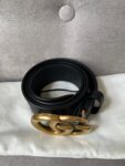 Gucci GG 2015 Re edition Marmont Black Wide Leather Belt with Gold Buckle