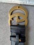 Gucci GG 2015 Re edition Marmont Black Wide Leather Belt with Gold Buckle