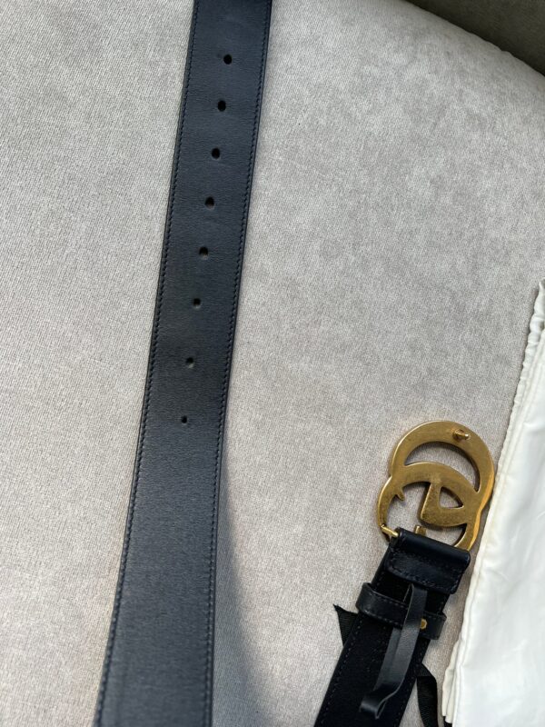 Gucci GG 2015 Re edition Marmont Black Wide Leather Belt with Gold Buckle