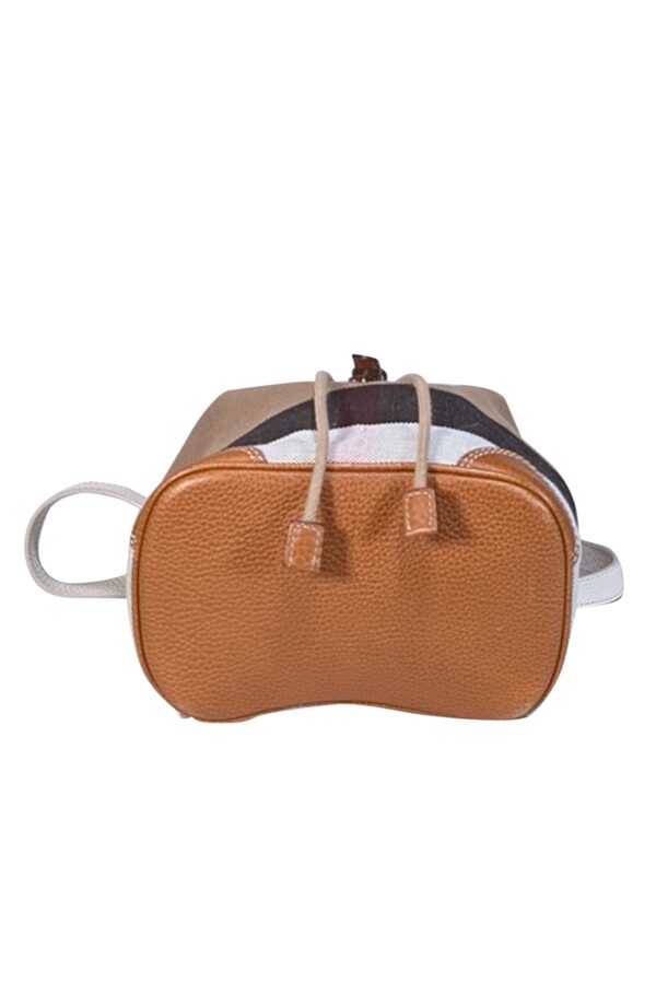 Burberry - Beige Signature Plaid Woven Canvas Drawstring Mini Backpack
