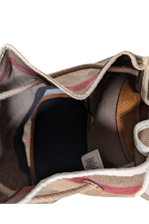 Burberry - Beige Signature Plaid Woven Canvas Drawstring Mini Backpack