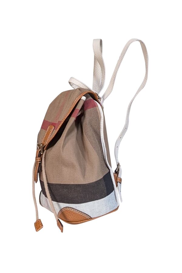 Burberry - Beige Signature Plaid Woven Canvas Drawstring Mini Backpack