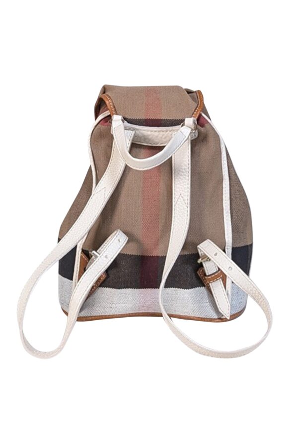 Burberry - Beige Signature Plaid Woven Canvas Drawstring Mini Backpack