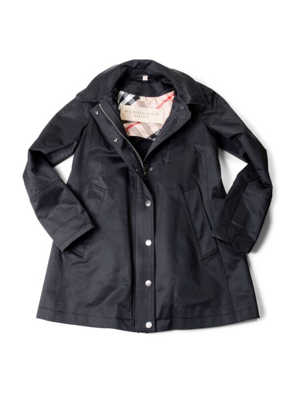Burberry Brit Hooded Nova Check Wool Lined Coat Black