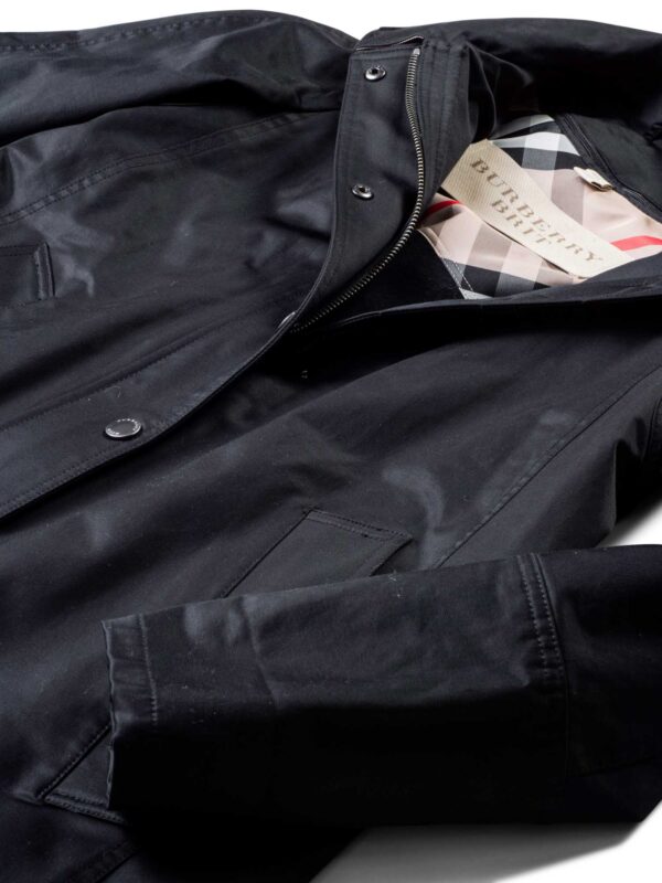 Burberry Brit Hooded Nova Check Wool Lined Coat Black