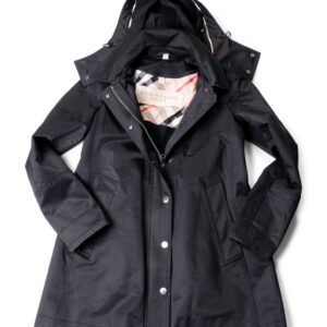 Burberry Brit Hooded Nova Check Wool Lined Coat Black