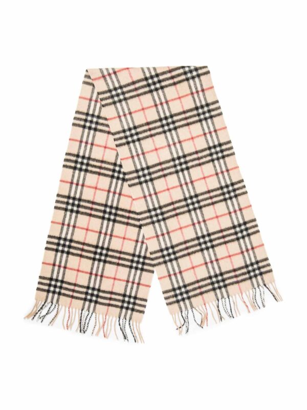 Burberry Cashmere House Check Fringe Scarf Brown