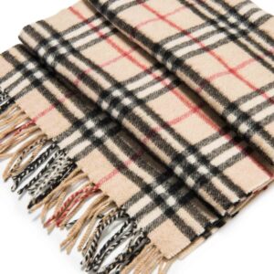 Burberry Cashmere House Check Fringe Scarf Brown