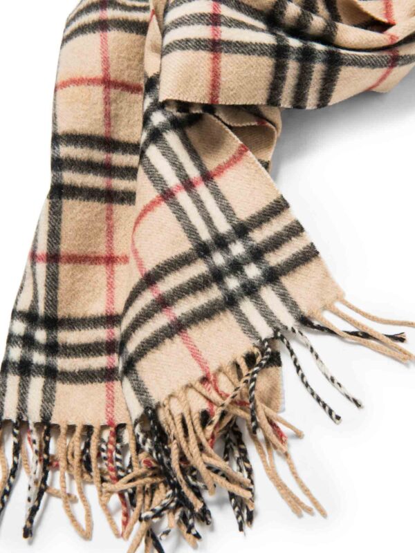 Burberry Cashmere House Check Fringe Scarf Brown