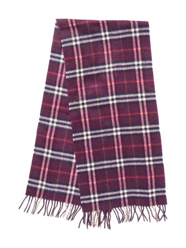 Burberry Cashmere House Check Fringe Scarf Burgundy