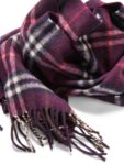 Burberry Cashmere House Check Fringe Scarf Burgundy