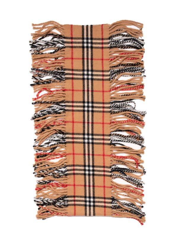Burberry Cashmere Nova Check Fringe Scarf Brown