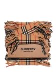 Burberry Cashmere Nova Check Fringe Scarf Brown