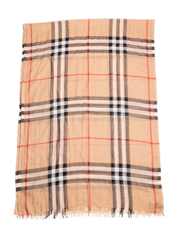 Burberry Cashmere Silk House Check Wide Scarf Brown
