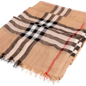Burberry Cashmere Silk House Check Wide Scarf Brown