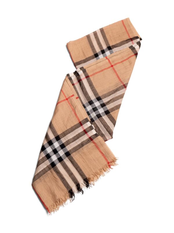 Burberry Cashmere Silk House Check Wide Scarf Brown