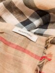 Burberry Cotton House Check Fringe Large Summer Scarf Brown